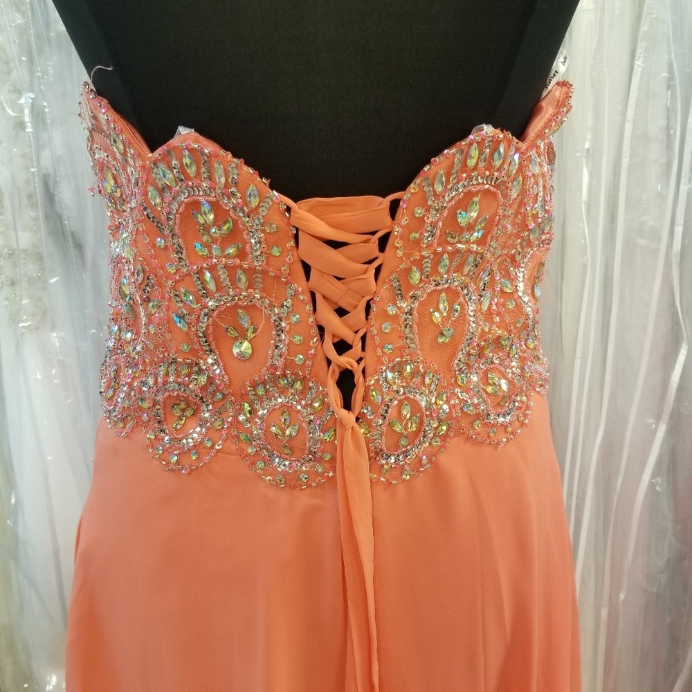 Coral Layered Chiffon Dress - Picture 5 of 5